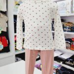Conjunto de ropa para niña blanco con corazones y pantalón rosa
